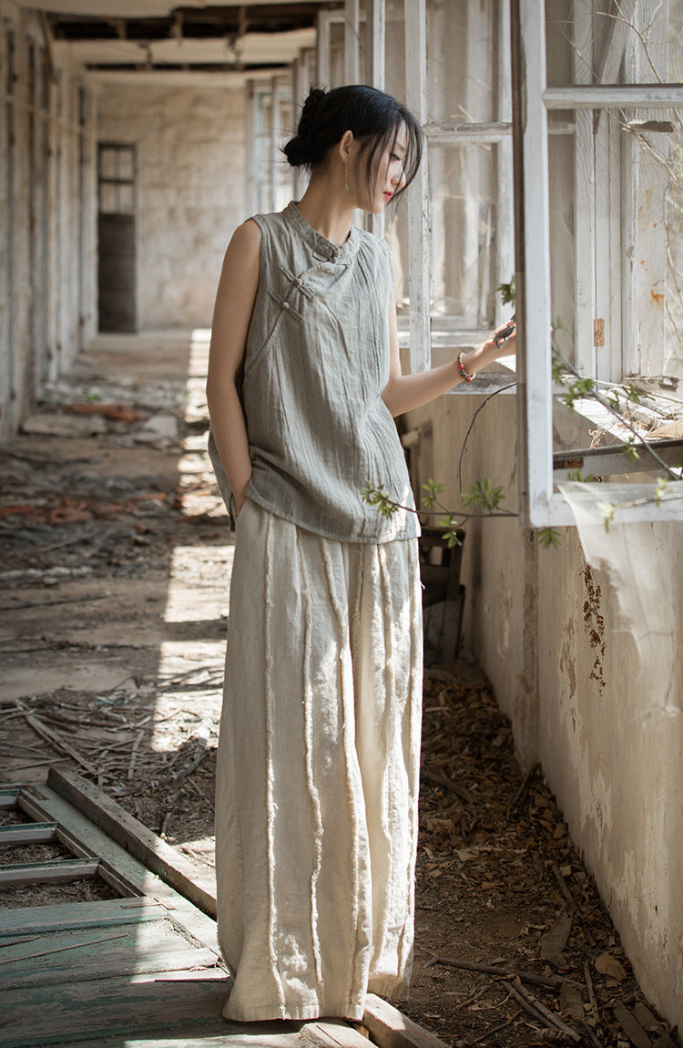 Blusa de lino con cruces vintage