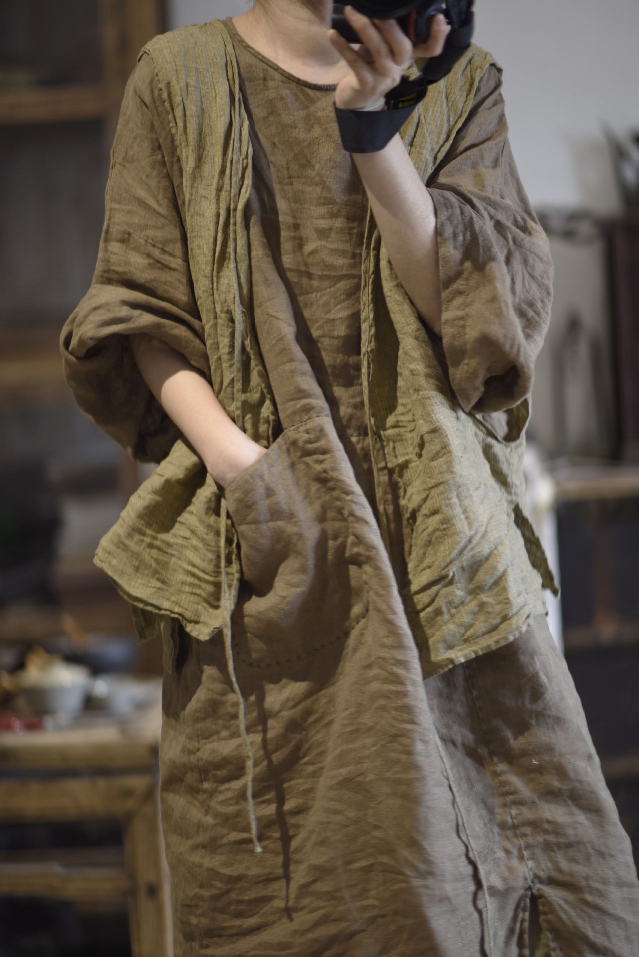 Túnica extragrande de rami lavado