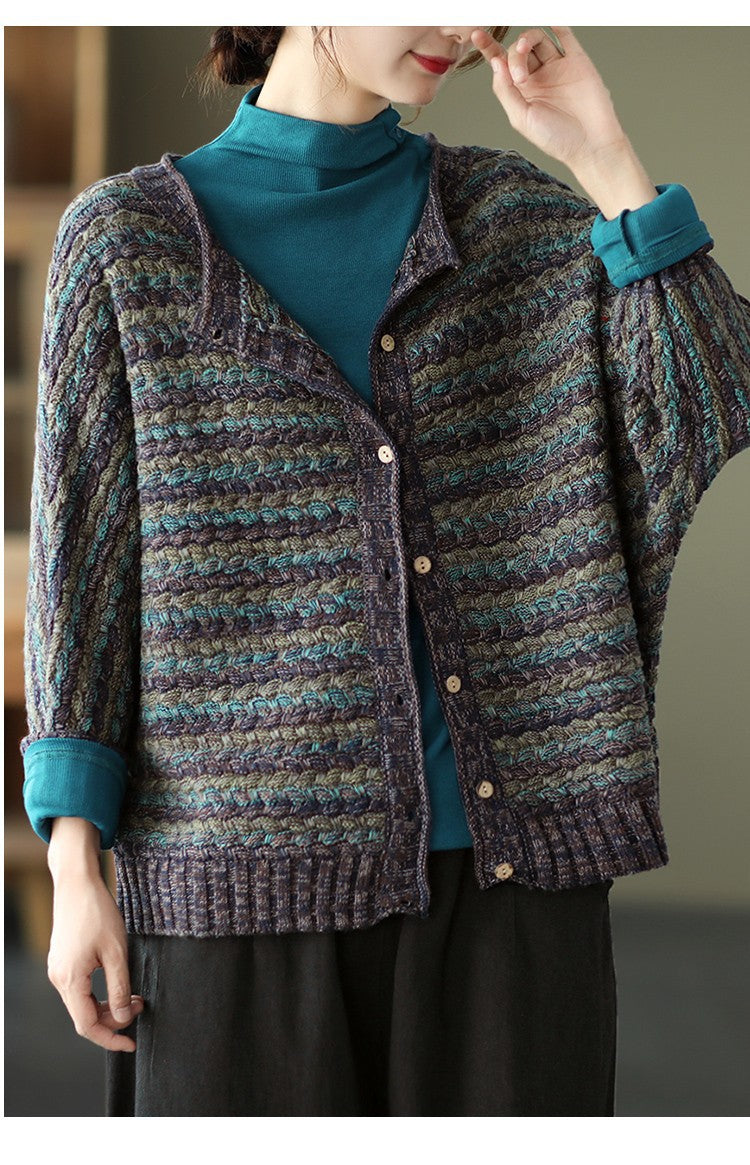 Cárdigan de punto a rayas vintage