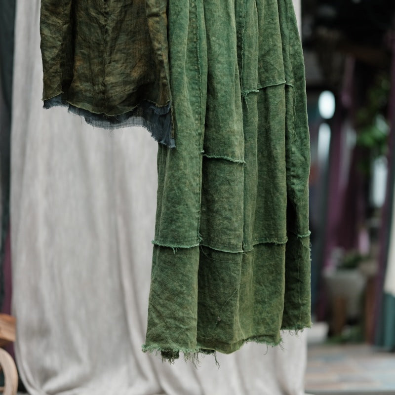 Vintage Linen Breeze Maxi Skirt