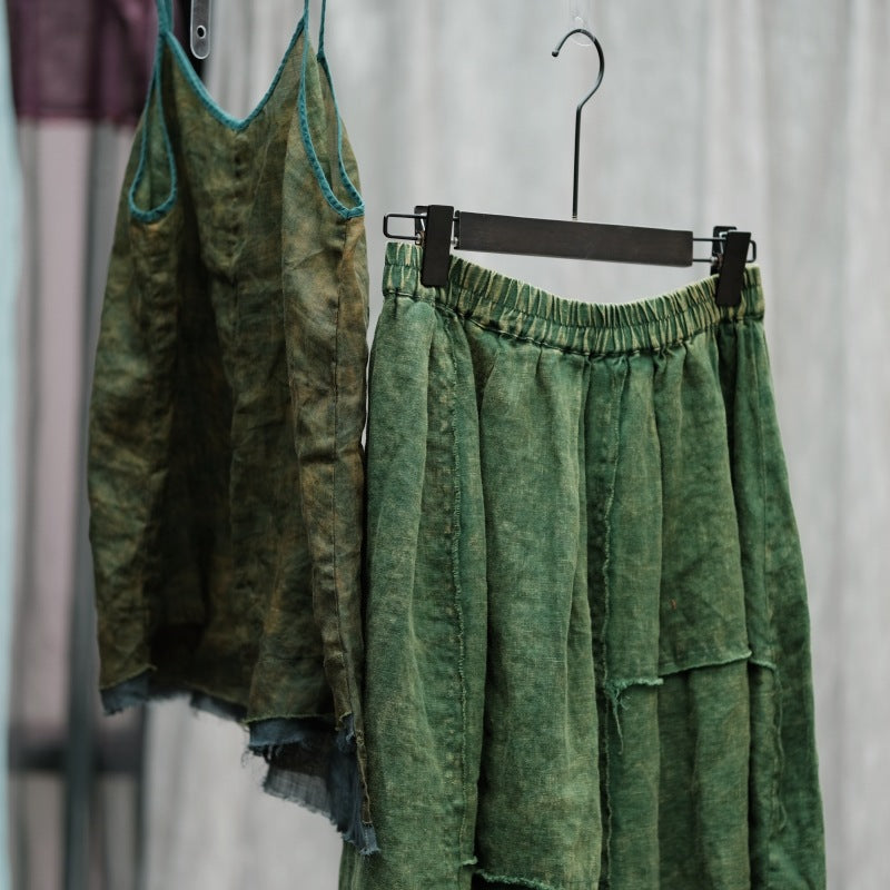 Vintage Linen Breeze Maxi Skirt
