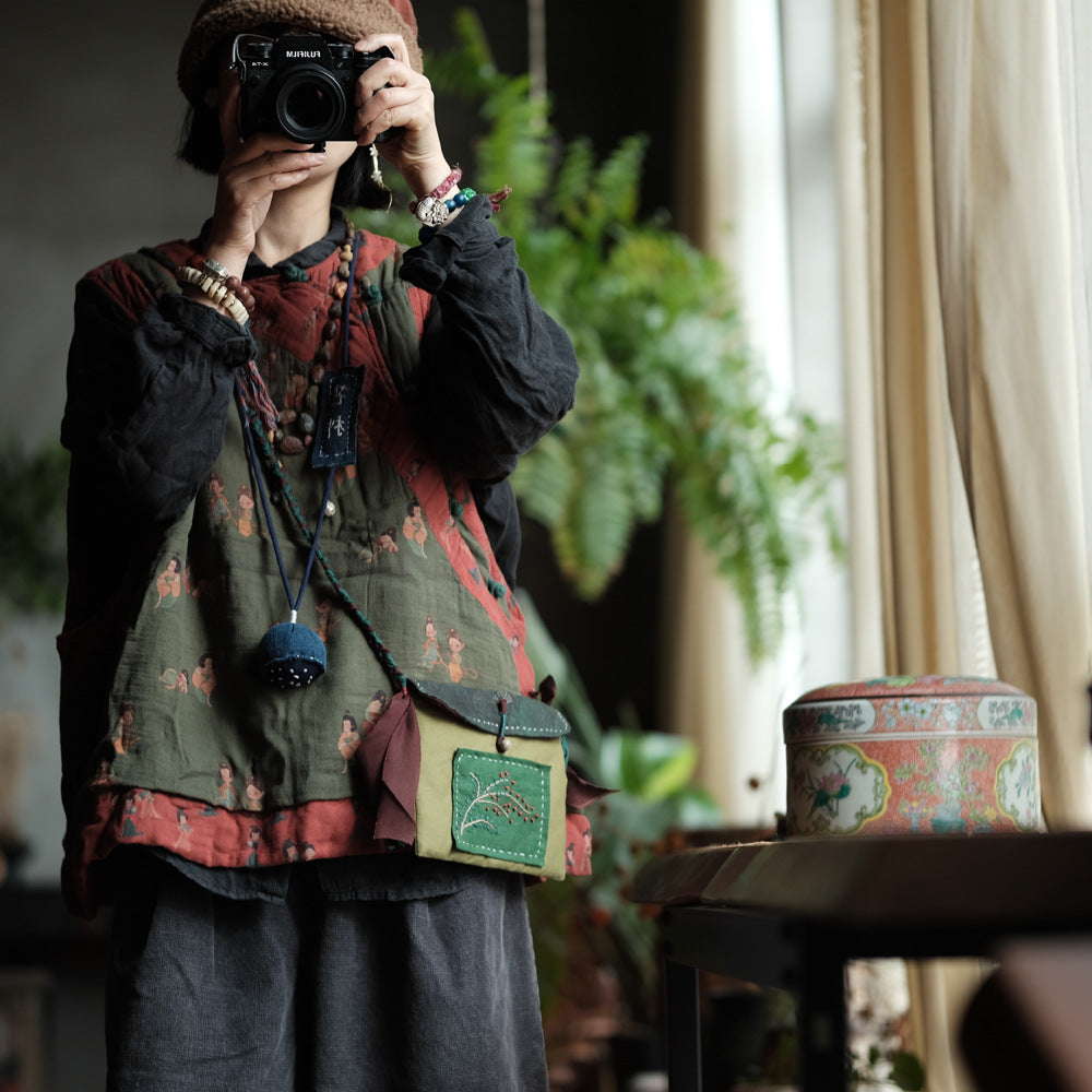 Chaleco de lino con figura vintage