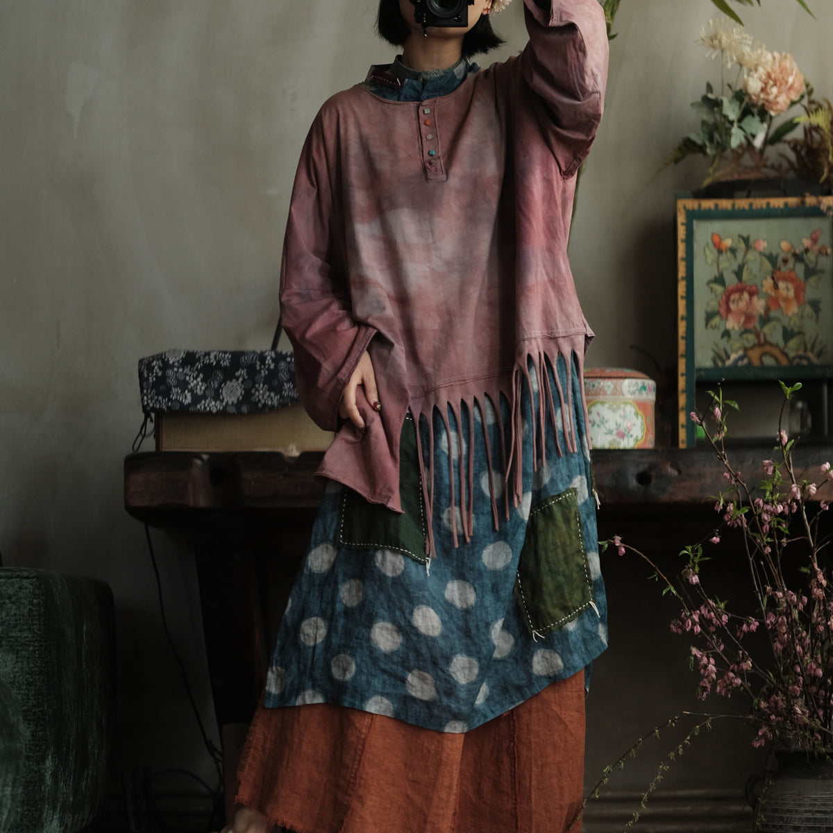 Rosewood Tie-Dye Cotton Top