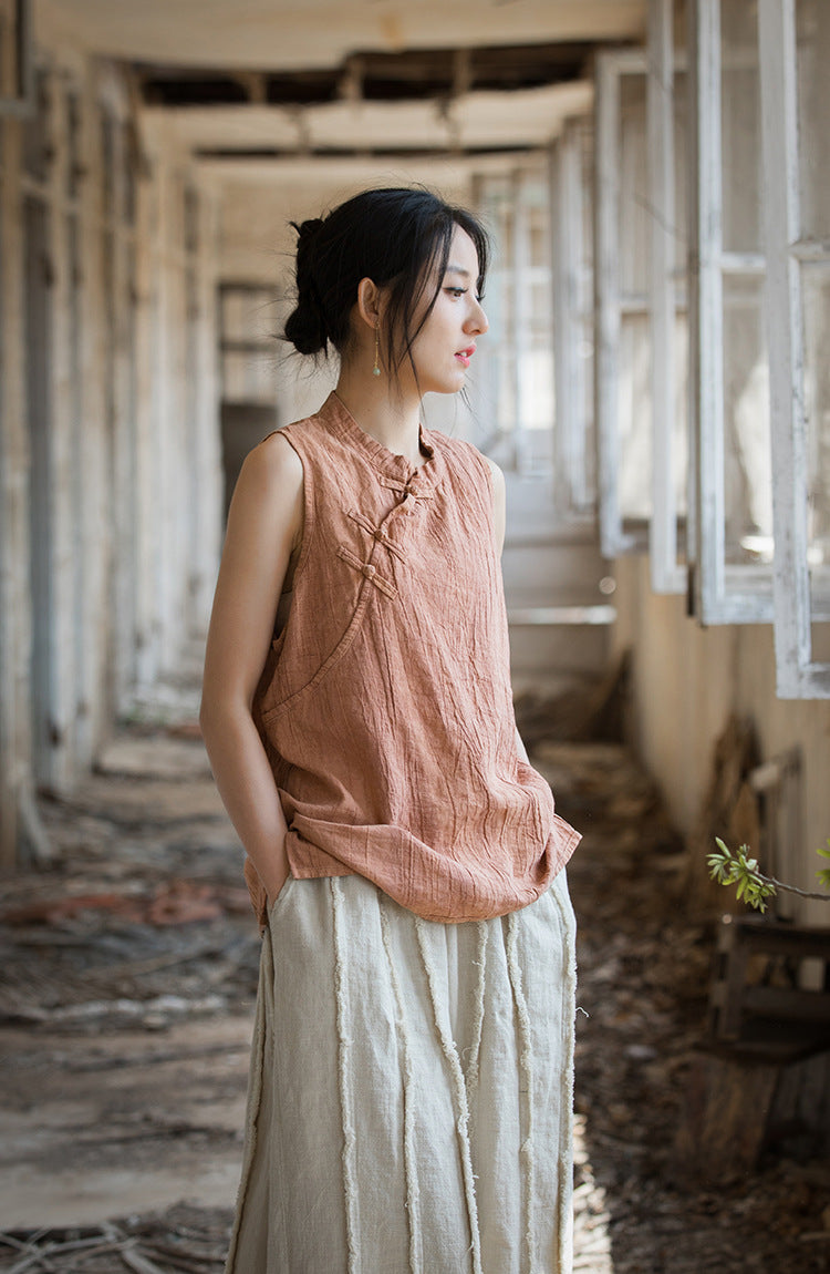 Blusa de lino con cruces vintage