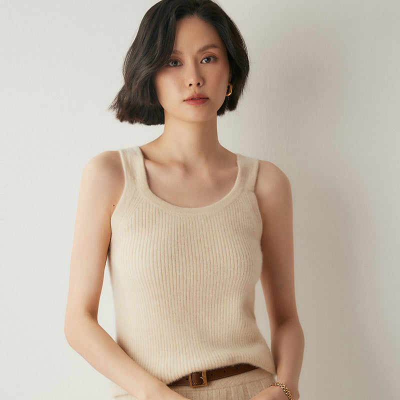 Blusa elegante sin mangas de cachemira