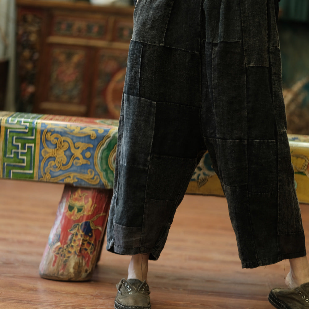 Pantalones de primavera de patchwork vintage