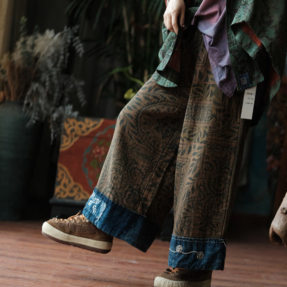 Botanical Archive Cropped Wide-Leg Cotton Pants