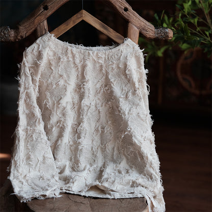 Blusa de lino patchwork crudo