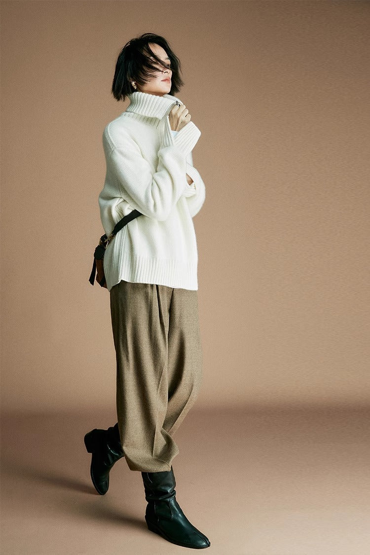 Suéter de punto de lana con cremallera para mujer: jersey de cuello con media cremallera y mezcla de lana al 80 % | Colección COANDMI