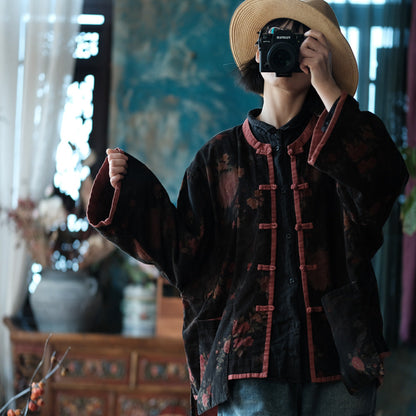 Chaqueta vintage de terciopelo con estampado floral