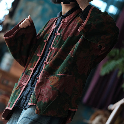 Chaqueta de lino vintage con estampados étnicos