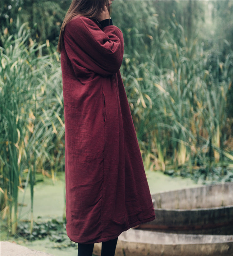 Túnica bordada de algodón y lino de gran tamaño