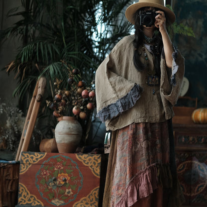 Blusa de lino patchwork Heritage