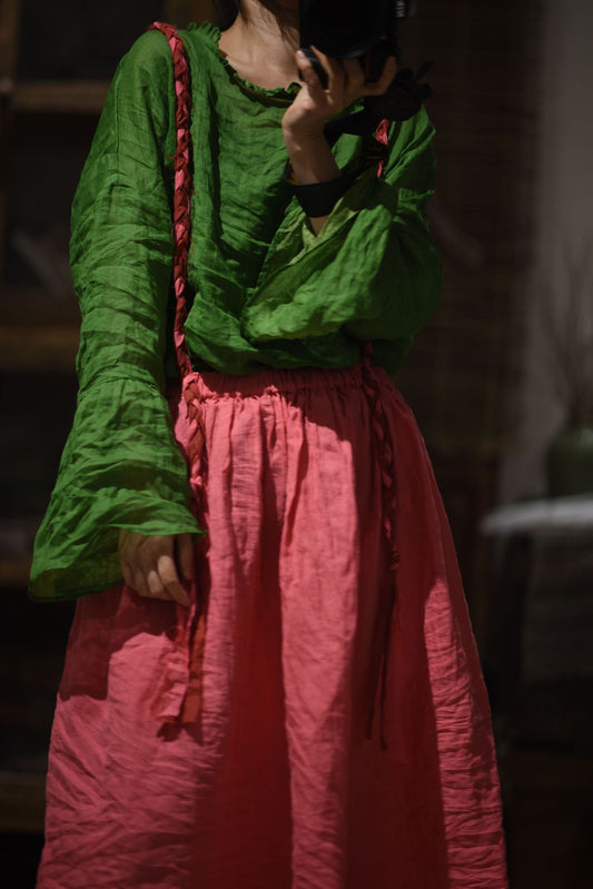 Falda larga de gasa retro