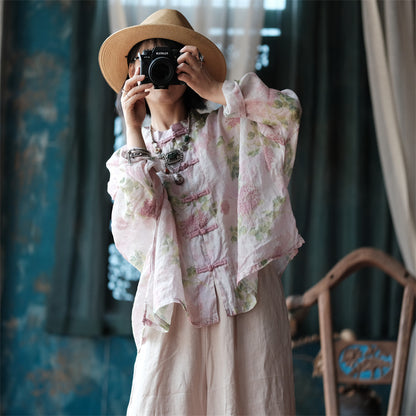 Blusa vintage floral con viento