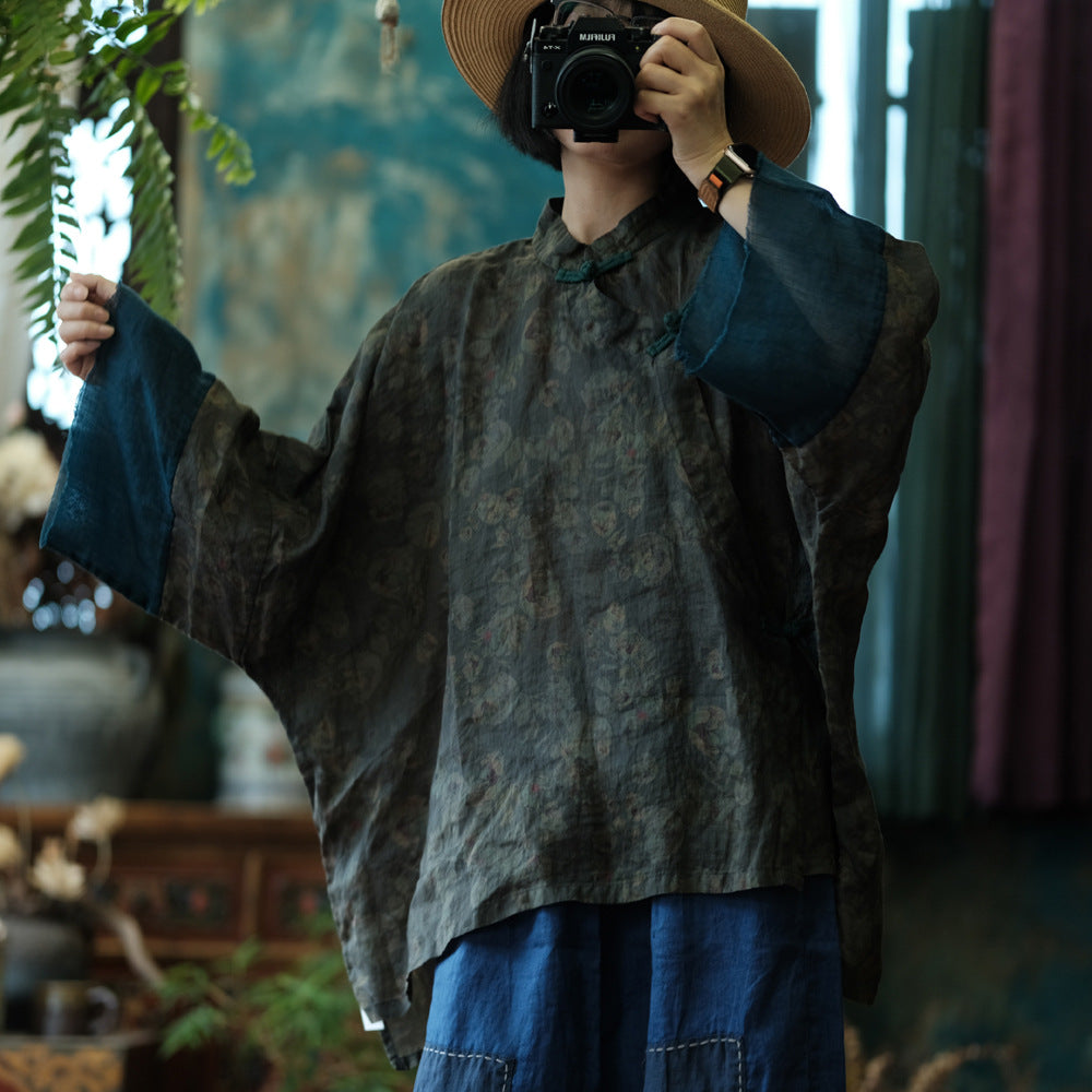 Blusa vintage con cruces forestales