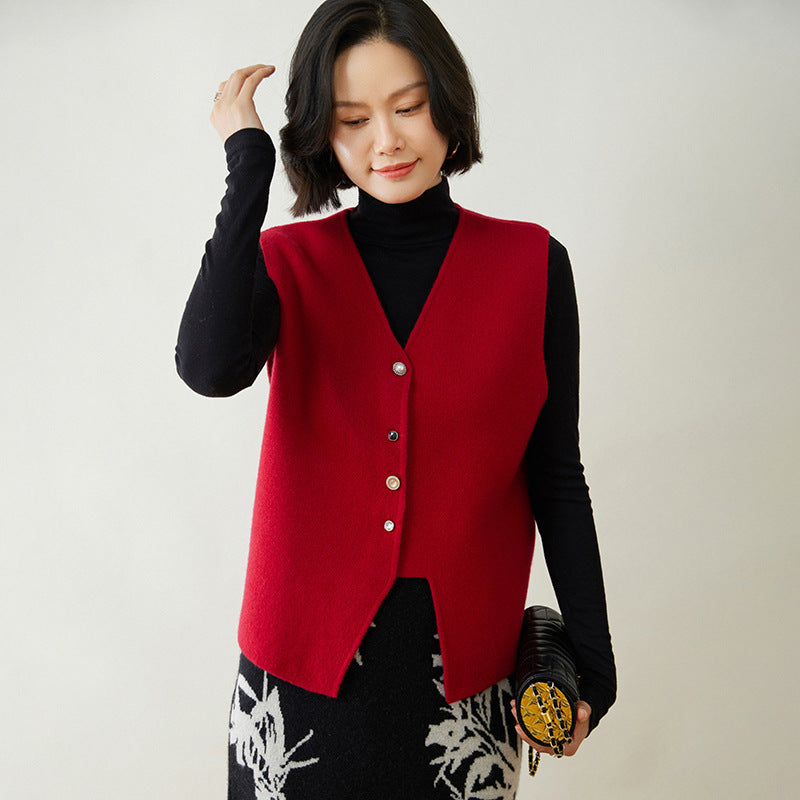 Chaleco vintage de lana y cachemira con detalle de botones