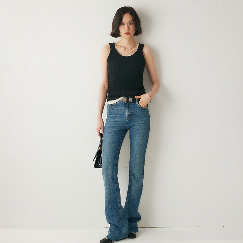 Blusa elegante sin mangas de cachemira