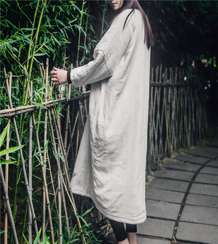 Túnica bordada de algodón y lino de gran tamaño