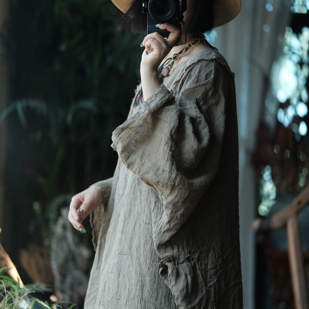 Earthfall Patchwork Linen Dress
