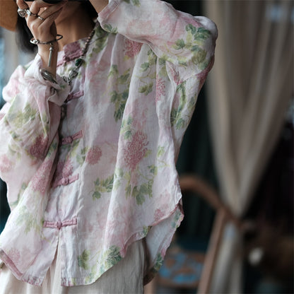 Blusa vintage floral con viento