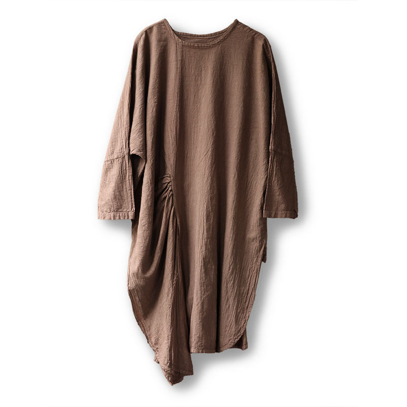 Blusa de algodón y lino con abertura larga