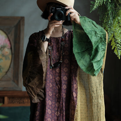 Mori Garden Patchwork Ramie Maxi Dress