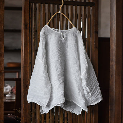 Blusa vintage de ramio con mini botones