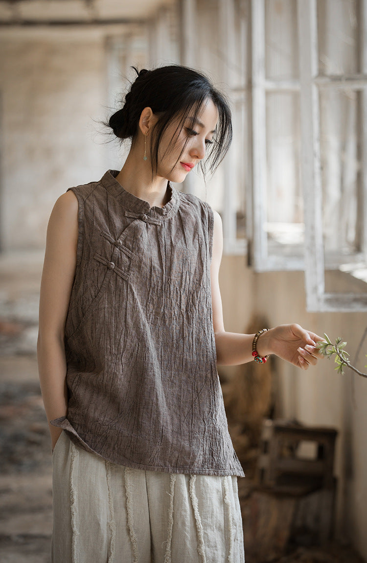 Blusa de lino con cruces vintage