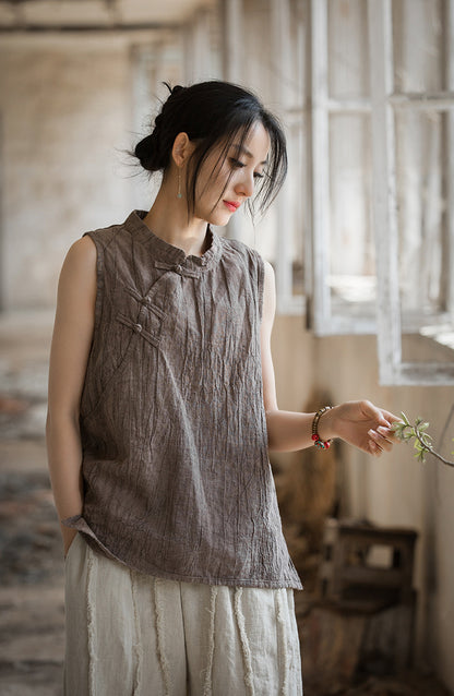 Blusa de lino con cruces vintage