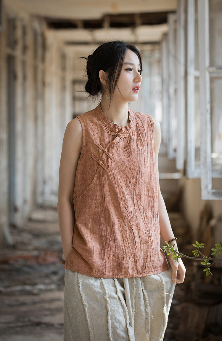 Blusa de lino con cruces vintage