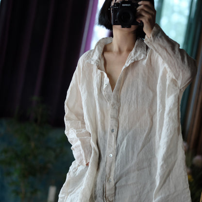 Camisa vintage de lino de gran tamaño
