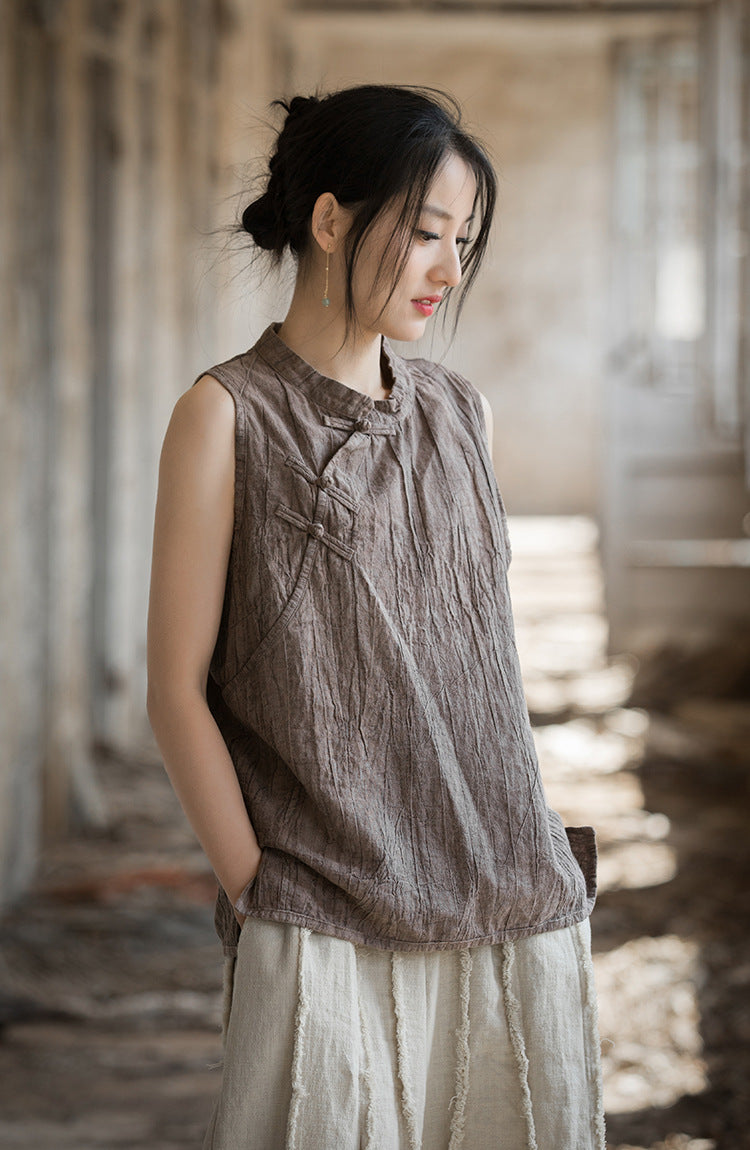 Blusa de lino con cruces vintage