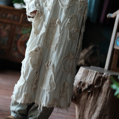 Vestido túnica de patchwork color crudo