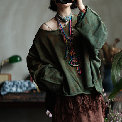 Moss Ember Oversized Cotton Top