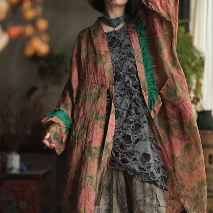 Vintage Floral Ramie Long Kimono