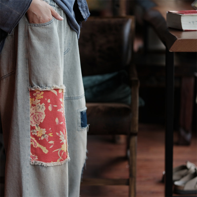 Pantalones vaqueros de patchwork Vintage Bloom