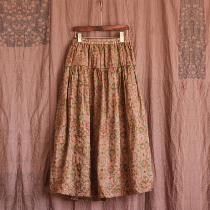 Vintage Bloom Maxi Skirt Navy and Brown — both colour options shown