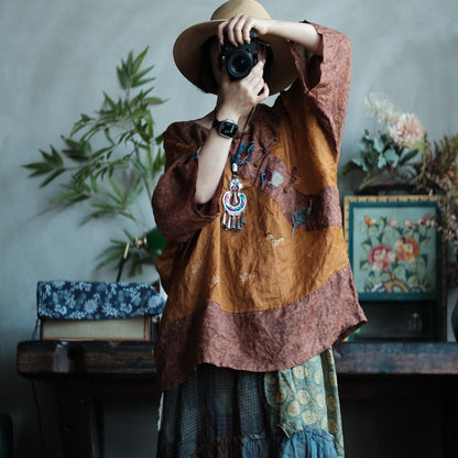 Blusa de ramié con mosaico vintage