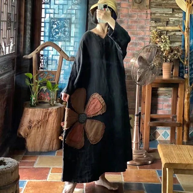 Vestido vintage de patchwork con flores