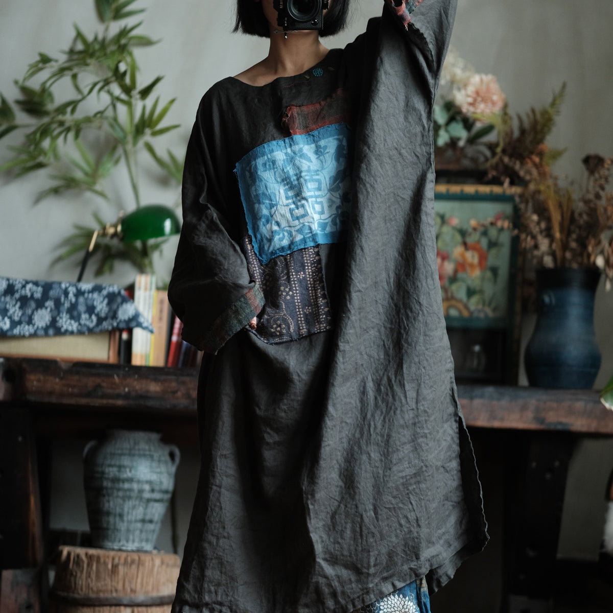 Indigo Relic Linen Dress