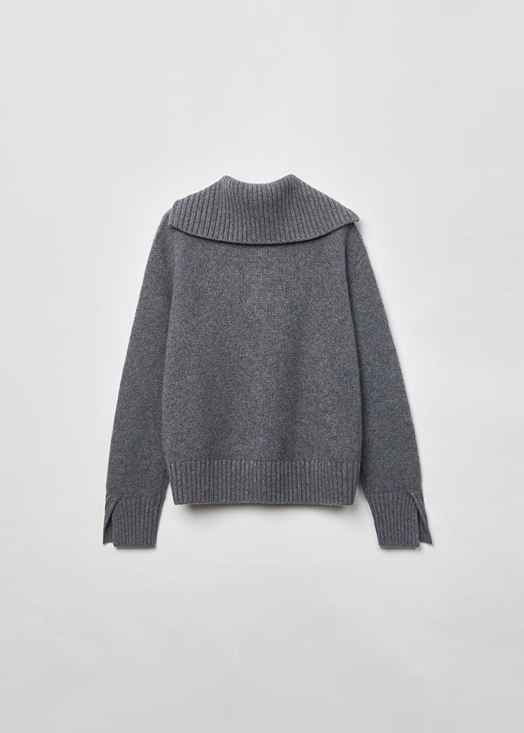 Suéter de punto de lana con cremallera para mujer: jersey de cuello con media cremallera y mezcla de lana al 80 % | Colección COANDMI