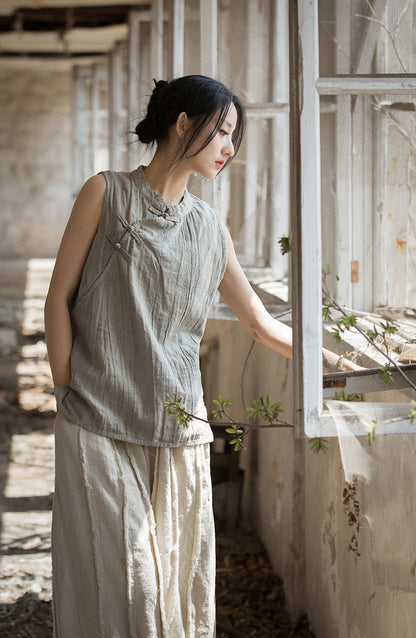 Blusa de lino con cruces vintage