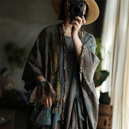 Faded Meadow Linen-Cotton Kimono Coat