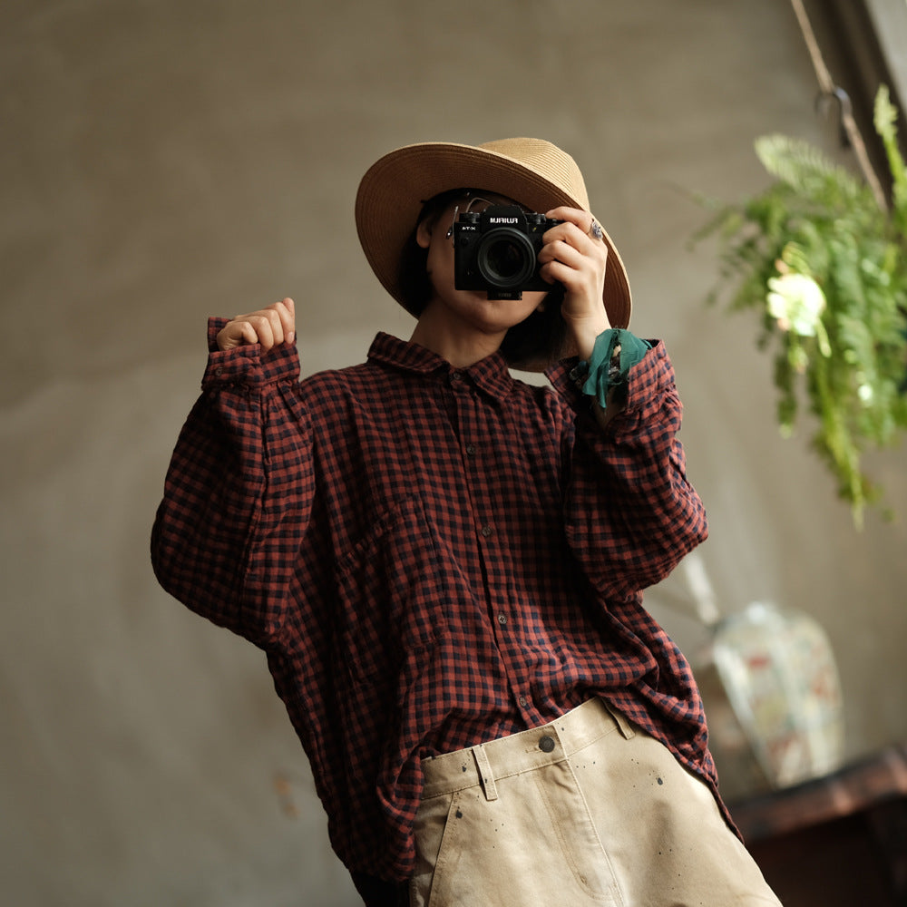Vintage Plaid Linen Shirt