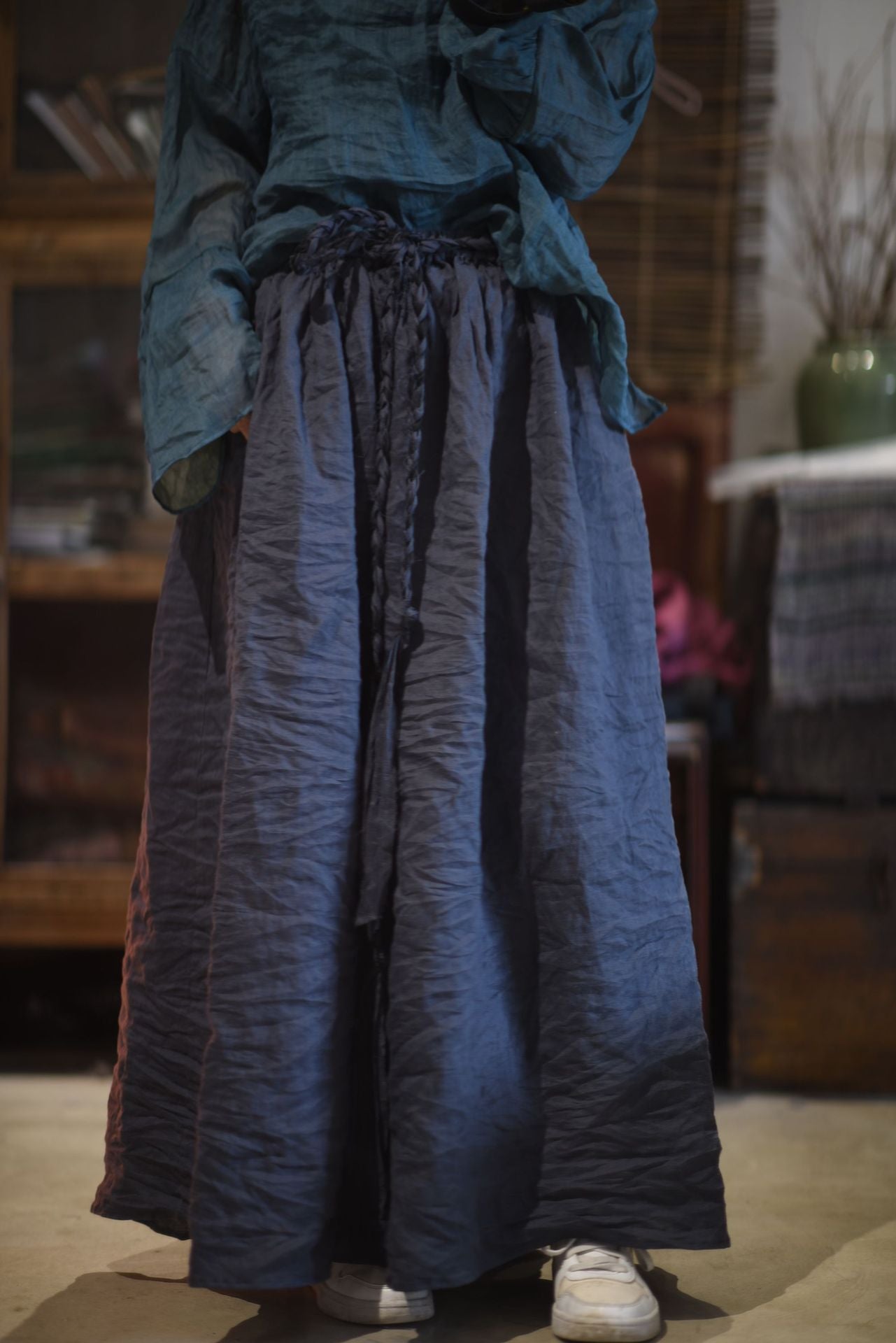 Falda larga de gasa retro