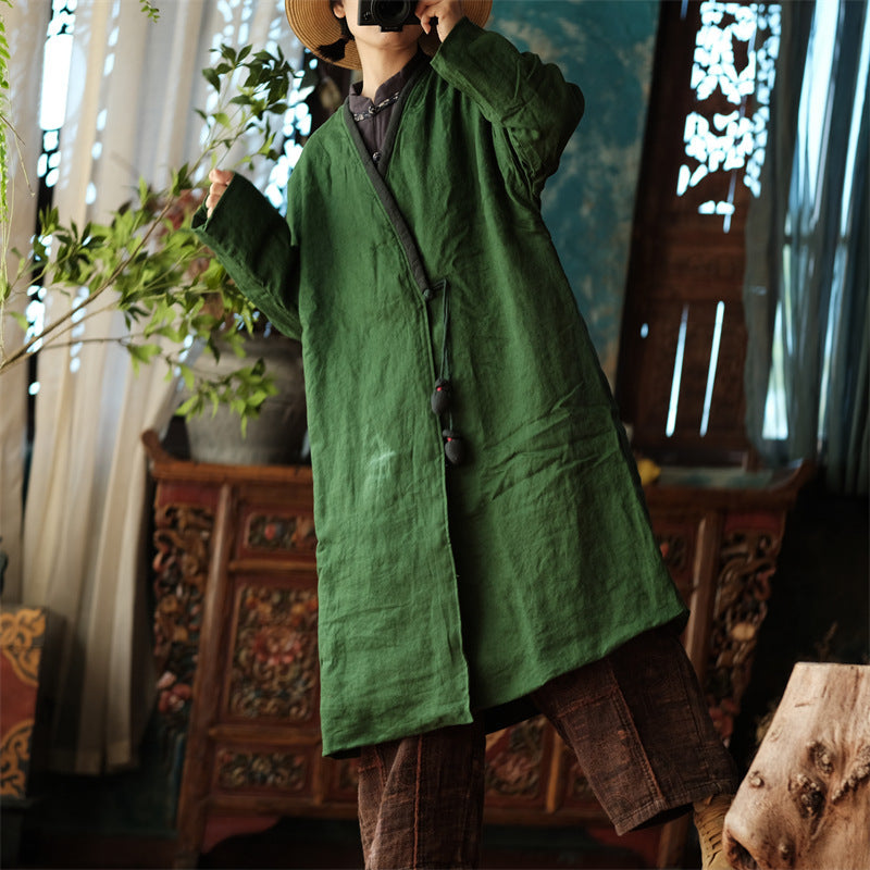 Chaqueta de lino vintage con accesorios de tela para atar