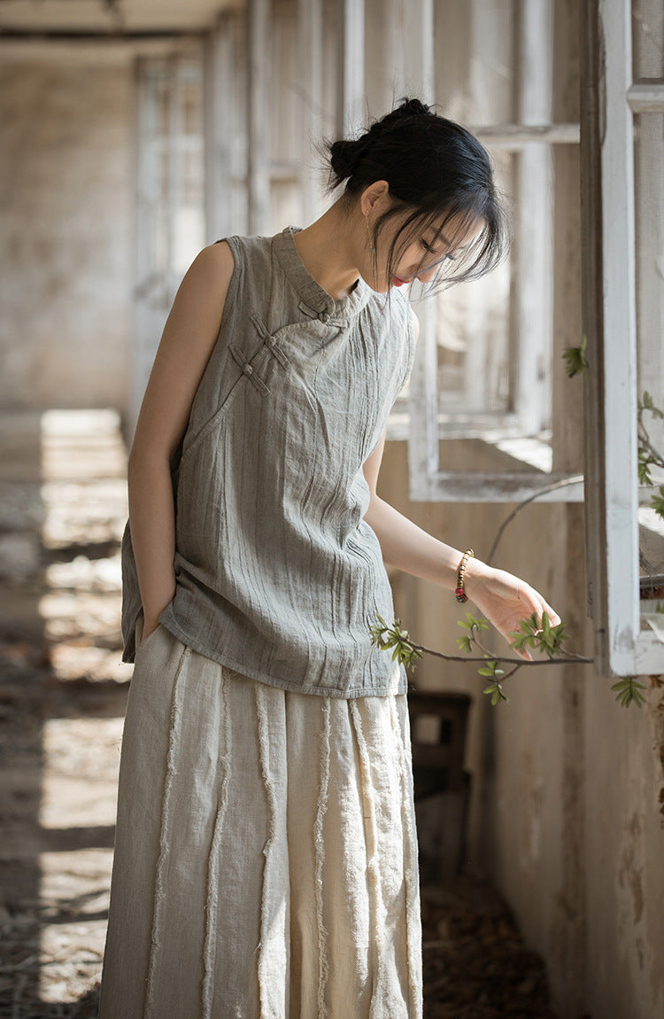 Blusa de lino con cruces vintage