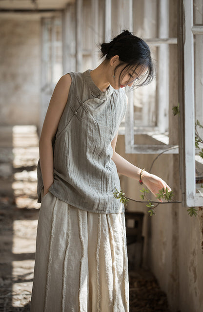Blusa de lino con cruces vintage