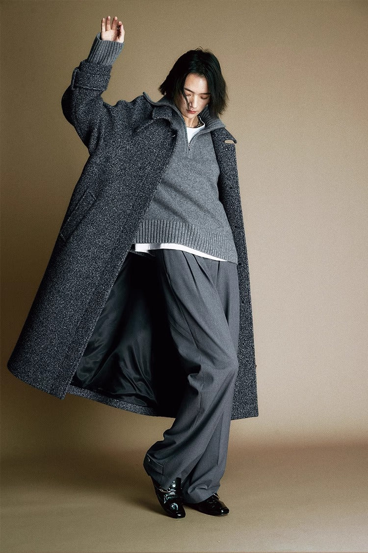 Suéter de punto de lana con cremallera para mujer: jersey de cuello con media cremallera y mezcla de lana al 80 % | Colección COANDMI